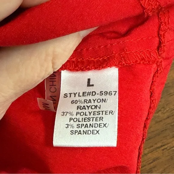 Red Lace-Up Back Military Vest Top w/ White Button Front Detail Large - Picture 7 of 9